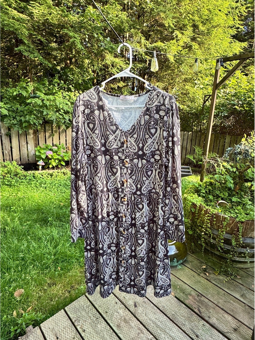 Fantaslook Women's Paisley Print V-Neck Dress 2XL